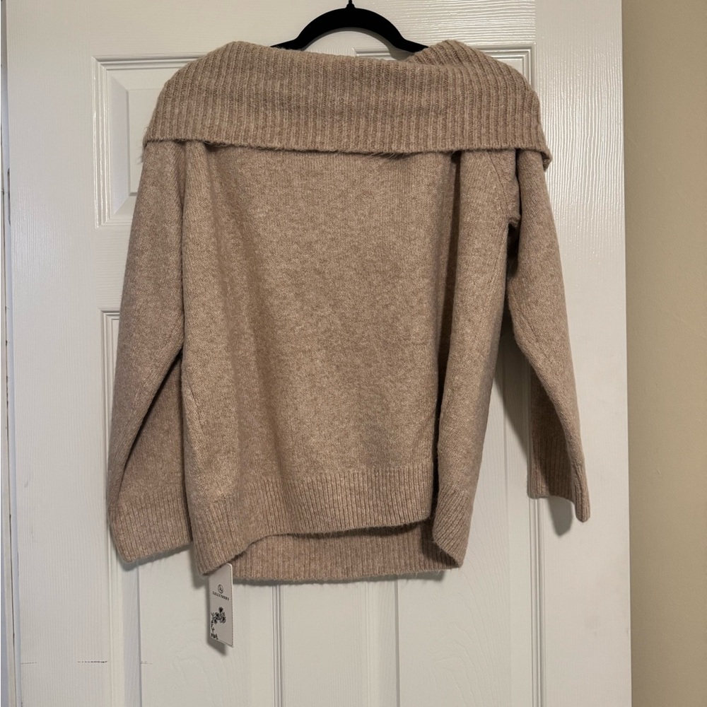 Cozy Beige Off-Shoulder Sweater